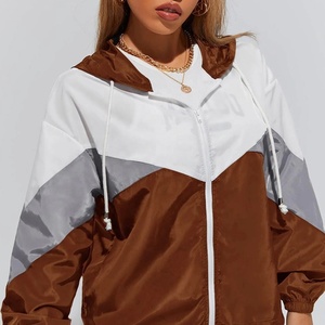 Veste coupe-vent pour femme, personnalisable, faible MOQ, vente en gros, imperméable, écologique, color block, pour l'automne, avec doublure respirante en nylon - Product Image 6