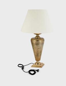 Traditional Brass Table Lamp with White Fabric Empire Shade Warm White Light for Bedroom <b>Decorative</b> <b>Lighting</b> - Product Image 3