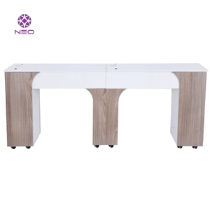 Table de manucure moderne NEO avec finition en bois et roulettes pour salon de beauté des ongles - Product Image 4