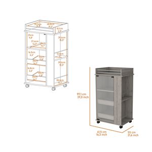 Lusk drink Set servizio ruote Bar carrello con 2-portabottiglie e porta in vetro - Product Image 3