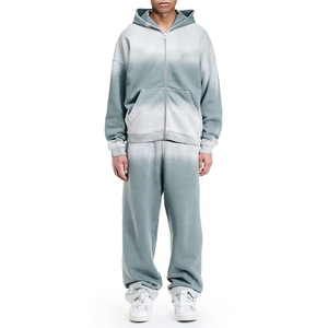 Custom Logo Designed <b>Full</b> <b>Zip</b> <b>Hoodie</b> Wide Leg Sweatpants Tracksuit Lightweight Solid Casual Cotton Gothic Graphic Tracksuit Set - Product Image 4
