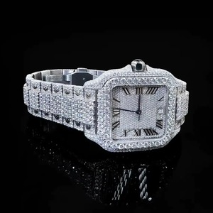 Reloj Cuadrado Unisex de 41 mm con Incrustaciones de Diamantes y Números, Correa de Acero Inoxidable - Product Image 4