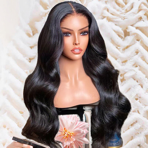 Cabello humano largo negro para mujer, ondas corporales personalizadas, cierre frontal de encaje transparente sin pegamento, cabello virgen vietnamita 200% - Product Image 4