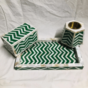 Zig Zag Luxe ชุด bakhour ไม้ถูพื้นถาดมุกหนาพร้อมที่เผาและกระถางธูปในกล่องของขวัญ | ของตกแต่งเดือนรอมฎอนและวันคริสต์มาสที่ทันสมัย - Product Image 1