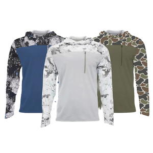 Haut de pêche personnalisé pour homme, protection solaire UPF 50+, gris foncé uni, manches longues, coupe mock, vue dos - Product Image 2