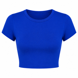 Women's Solid Color <b>Dancing</b> Crop Top Yoga Tops Crew Neck Short Sleeve Slim Fit Breathable Eco-Friendly Jersey Knitted T-Shirt - Product Image 1