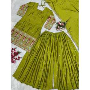 Conjunto de fiesta hermosa para mujer Top Plazzo Dupatta - Product Image 5