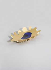 Irresistable Handmade <b>Metal</b> <b>Bowl</b> With Blue Stone Inlay Gold Finish Polished Modern Design For Gifting - Product Image 4