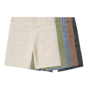 Shorts en jean délavé pour homme, taille mi-haute, coupe droite, décontractés, en coton, pour l'été, avec poches, en tissu respirant - Product Image 6