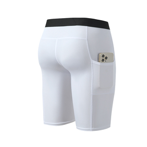 Custom Compression Spandex Polyester Casual Breathable Front Logo <b>Mid</b> Waist Drawstring Closure Pockets Hot Men's Athletic Shorts - Product Image 5
