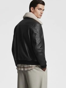 เสื้อแจ็คเก็ตบอมเบอร์ทรงนักบิน Jimmy Leather ป้องกันลม เป็นมิตรกับสิ่งแวดล้อม สไตล์สตรีทแวร์ - Product Image 3