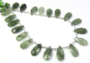 Lots en gros de perles de quartz rutile vert facettées de 8 pouces, 15x7,5 mm, perles de rutile naturel en forme de poire, pierres précieuses en vrac - Product Image 2