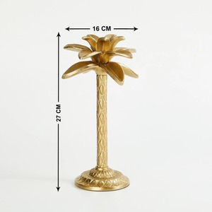 Magnifique Porte-Bougie Palmier Doré en Aluminium, Support de Bougie Tropical en Métal, Décoration de Table Coastale pour la Plage - Product Image 2