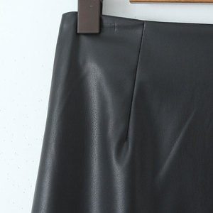 <b>Women's</b> PU <b>Leather</b> Pencil <b>Skirt</b> Solid Color Mid-Calf Elegant Design with Zipper Front Shiny Finish High Waist Slit All Seasons - Product Image 4