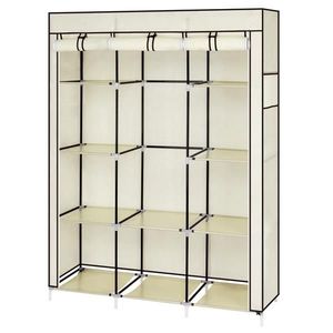 Armadio Portatile Beige da 170 cm con Spazio Extra, Organizzatore Guardaroba con 10 Ripiani, Montaggio Rapido e Semplice, Materiale Plastico Resistente - Product Image 1