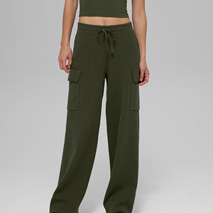 Pantalon de jogging en coton de haute qualité pour femme, taille mi-haute, respirant, confortable, élastique, décontracté, pour le sport - Product Image 1