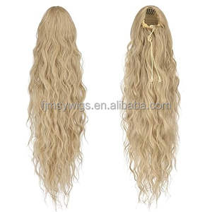 Molletta lunga e riccia ondulata in <span class=keywords><strong>capelli</strong></span> sintetici ondulati coulisse coda di cavallo pezzo di coda di cavallo estensione per le donne - Product Image 2