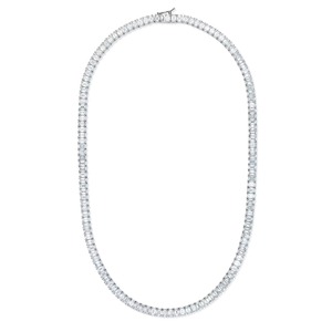 Collier tennis en or blanc 18 carats |   Chaîne de diamants de luxe taille émeraude avec certification IGI |   Roy Diamond Élégant Continu - Product Image 1