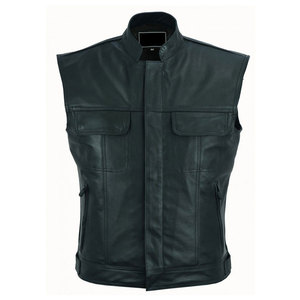 Gilet en cuir personnalisé pour moto, veste sans manches pour motard, gilet à patchs personnalisés, fabrication OEM ODM, vente en gros - Product Image 1