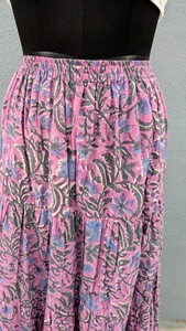Hand Block Print Indian Cotton <b>Skirt</b> Floral Sustainable Versatile Casual Style for Summer Winter Spring Party Occasions - Product Image 2