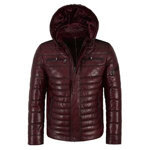 Veste en cuir pour hommes, nouveau style de veste en cuir matelassé avec veste en cuir à capuche détachable - Product Image 1