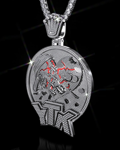 Pendentif cœur élégant de forme ronde de style designer en argent sterling avec placage à l'or et moissanite VVS Charm glacé tendance - Product Image 2