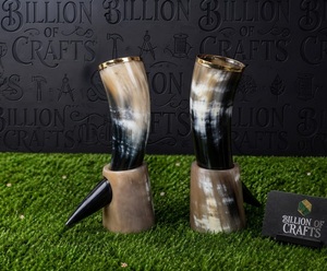 Corne à boire viking en corne de buffle naturelle avec support, corne à eau viking faite à la main, corne à boire en corne de buffle - Product Image 3