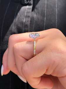 Anillos de compromiso solitarios de 3 quilates con diamante de laboratorio de corte cojín estilo mina antigua, joyería fina de lujo para boda, oro macizo de 14K y 18K - Product Image 4