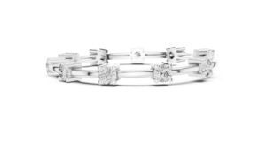 Bracelet en or blanc 18 carats avec diamants taille ronde 5,10 mm, 10 pierres, luxe, étincelant, élégant, pour mariage, fête, bijoux fins, cadeau pour femme - Product Image 4