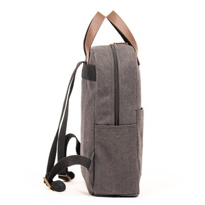 Gray Laptop <b>Backpack</b> GRS Cotton GRS PU Leather Fashion <b>Computer</b> Handbag with Leather LOGO - Product Image 3