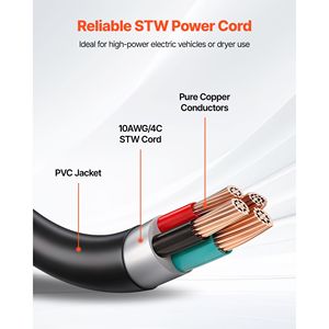 Adattatore sdoppiatore a Y da 30 Amp con impugnatura, connettore per caricatore EV da 240 Volt a 4 poli, presa NEMA 14-30P/14-30R/14-50R - Product Image 4