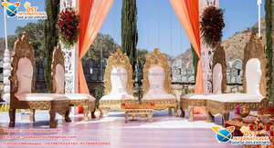 Belles chaises Mandap de mariage hindou à vendre chaises Mandap en bois de teck pour mariée et marié chaises Mandap de mariage traditionnellesUSA - Product Image 5