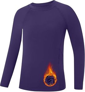 Purple <b>Long</b> <b>Sleeve</b> Rash Guard With Flame Design Polyester Swim Shirt <b>Undershirt</b> Baseball Soccer Basketball - Product Image 1