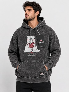 Sweat à capuche pour homme coupe classique délavé à l'acide, style vintage délavé, décontracté streetwear, avec service OEM - Product Image 6
