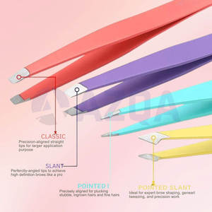 Juego de Pinzas para Cejas de Acero Inoxidable con Punta Inclinada y Recubrimiento de Color, con Estuche de Cuero, Herramienta de Depilación de Precisión, Venta al Por Mayor - Product Image 4
