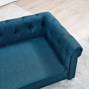 Elegante e moderno elegante divano letto per cani comodo divano elevato per cani di taglia medio-grande mobili per animali domestici rettangolari blu - Product Image 6