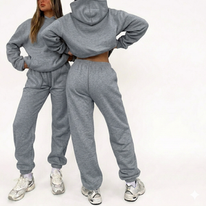 Trendy Womens Streetwear Hoodie <b>Set</b> with Jogging Pants Comfortable Breathable Relaxed Fit Tracksuit Fashionable Daily Outfit - Product Image 1