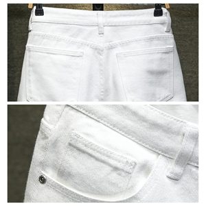 Shorts Bermuda en jean blanc déchiré pour homme, taille mi-haute, fermeture boutonnée, style décontracté, en toile de coton - Product Image 5