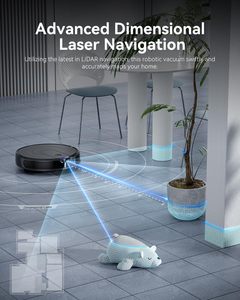 หุ่นยนต์ดูดฝุ่นและถูพื้นพร้อมระบบนำทางด้วย LiDAR แรงดูด 9000Pa และใช้งานได้นาน 200 นาที - Product Image 5