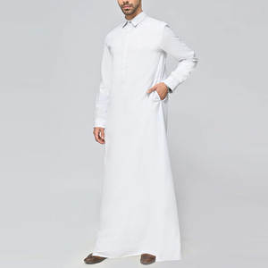 Túnica islámica informal para hombre, moderna, 100% poliéster, de alta calidad, oscura, transpirable, holgada, larga hasta el suelo. - Product Image 4