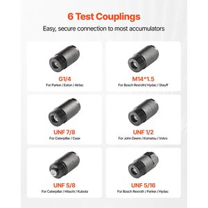 Kit di ricarica idraulico completo per accumulatore di azoto con 3 manometri (1500, 4000, 6000) per sistema di test e riempimento azoto - Product Image 5