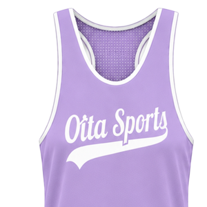 Lavender <b>White</b> Swim <b>Tank</b> <b>Top</b> Sleeveless Racerback Lightweight Quick Dry Breathable Training Performance Athletic Swimwear - Product Image 3