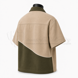เสื้อเชิ้ตผู้ชายไซส์ใหญ่ แขนสั้น ซิปหน้า ผ้าเนื้อนิ่ม สไตล์ลำลอง ปกคอพับ ผ้าถักสำหรับฤดูใบไม้ผลิ ผ้าฝ้ายออร์แกนิค 100% ระบายอากาศได้ดี - Product Image 4
