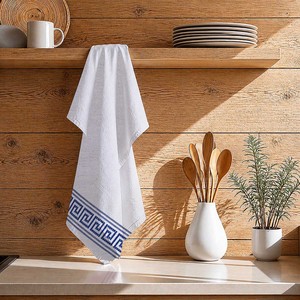 Meilleures ventes, Nouveauté : Serviettes de cuisine blanches 100% coton, Serviettes de cuisine gaufrées 100% coton teint en fil OEM, en promotion. - Product Image 1