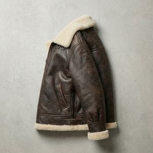 Veste en cuir aviateur en peau de mouton |   Blouson aviateur d'hiver |   Fabricant de vêtements d'extérieur sur mesure avec étiquette privée OEM - Product Image 3