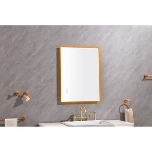 32x24 Inch LED Backlit Bathroom Vanity <b>Mirror</b> Wall Mounted Square Metal Frame with <b>Smart</b> Touch Button Anti Fog Memory Function - Product Image 2