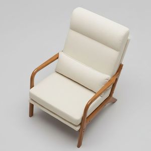 Sillón Moderno con Respaldo Alto, Estructura y Reposabrazos de Madera Maciza, Silla de Descanso para Sala de Estar, Dormitorio, Oficina y Vestíbulo - Product Image 3