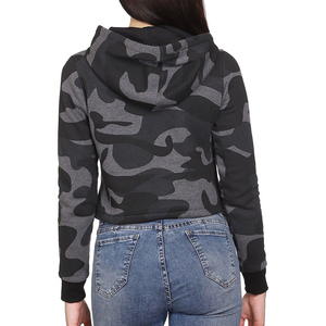 Sudadera corta con capucha de manga larga de última moda para mujer, con estampado de logotipo personalizado en la parte delantera, estilo streetwear, en oferta. - Product Image 2