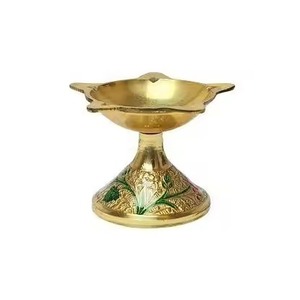 Lampe à huile en laiton de luxe au design vintage, style traditionnel, décoration pour le temple Diwali Pooja - Product Image 5