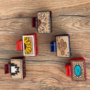 New Arrival Hot Selling Western Stylish Handmade Tooled Engraved Leather <b>Hair</b> Claw Clips Leather Claw <b>Hair</b> Accessories <b>for</b> Women - Product Image 3